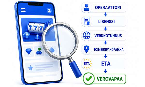 Verovapaan kasinon tarkistus operaattorin, lisenssin, verkkotunnuksen, toimeenpanopaikan ja ETA-alueen perusteella