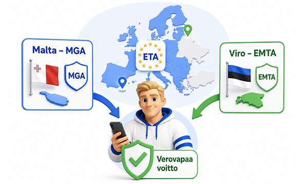 Maltan MGA- ja Viron EMTA-kasinoiden rahapelivoitot voivat olla suomalaiselle verovapaita ETA-sääntöjen perusteella