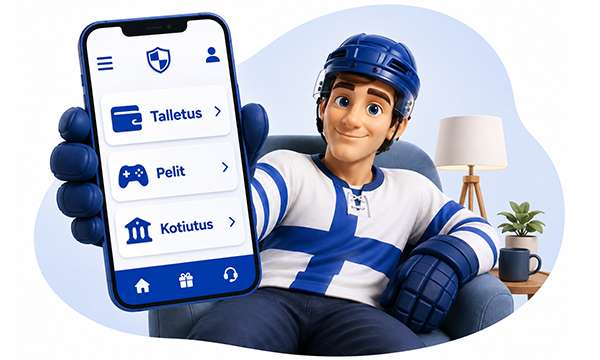 Suomenkielisen nettikasinon talletus-, peli- ja kotiutustoiminnot mobiilissa